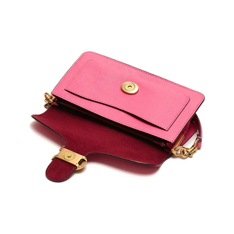 COACH Tabby Polished Pebbled Leather Wine God Bag One Shoulder Crossbody Shoulder Bag Medium Size Women's Rose Red-4