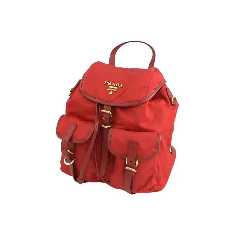 PRADA Cow Leather Parachute Backpack Women's Red-1