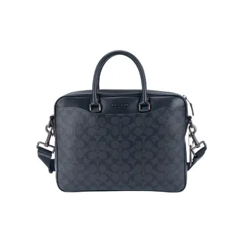 COACH Beckett Canvas With Leather Briefcase Large Size Men's Charcoal Black Monogram