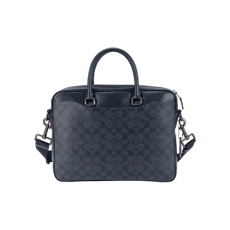 COACH Beckett Canvas With Leather Briefcase Large Size Men's Charcoal Black Monogram-0