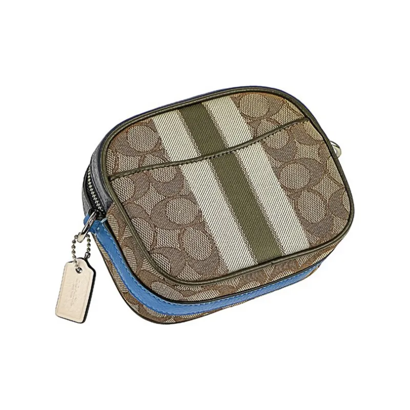 COACH Dempsey Leather Pvc Camera Bags Shoulder Bag Crossbody Bag Mini Women's Blue With Brown-1