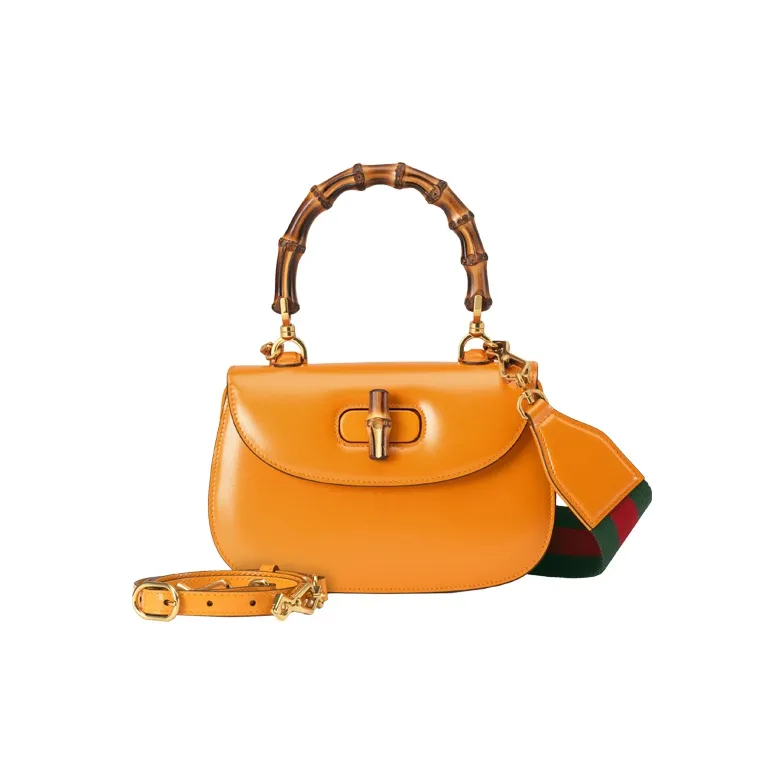 GUCCI GUCCI Luggage Leather Shoulder Bag Crossbody Bag Handbag Small Size Women's Yellow-7