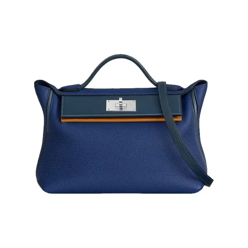 HERMES 24/24 Maurice Bullock Leather Swift Calfskin Handbag Shoulder Bag Crossbody Bag Women's Blue