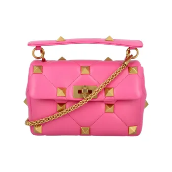 Valentino Rockstud Sheepskin Portable Crossbody Bag Shoulder Bag Regular Women's Peach Pink
