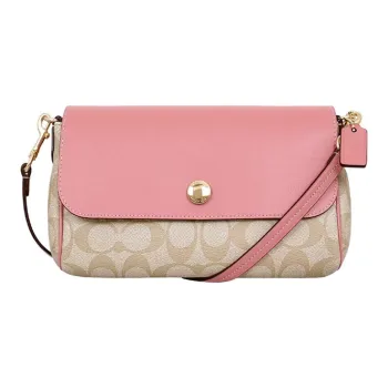 COACH Canvas With Leather Shoulder Bag, Crossbody Bag Women's Vintage Pink & Light Khaki Monogram
