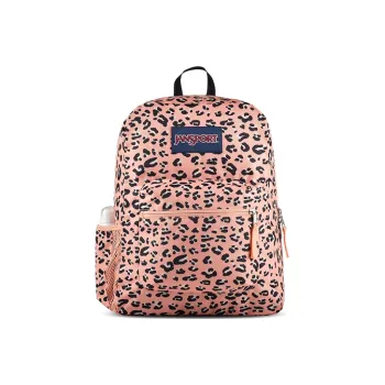 JanSport Polyester Backpack Regular Unisex Pink Leopard Print
