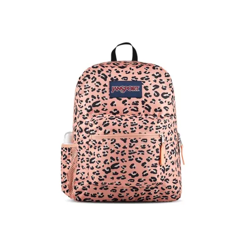 JanSport Polyester Backpack Regular Unisex Pink Leopard Print