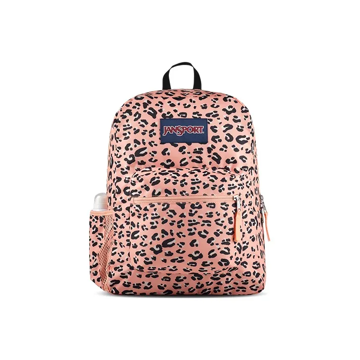 JanSport Polyester Backpack Regular Unisex Pink Leopard Print-0