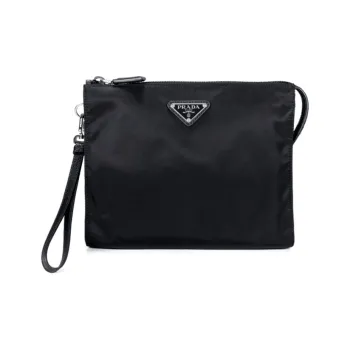 PRADA Nylon Fabric Makeup Bags Clutches Men's Black