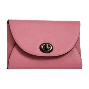 COACH Card Case Calfskin Card Holder Women's Pink