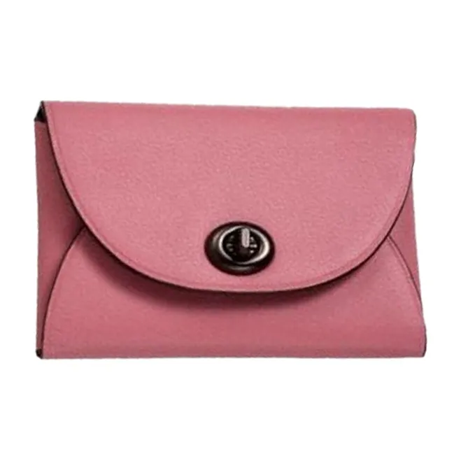 COACH Card Case Calfskin Card Holder Women's Pink-0