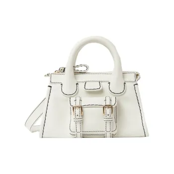 Chloe Buffalo Leather Shoulder Bag Crossbody Bag Handbag Mini Women's White