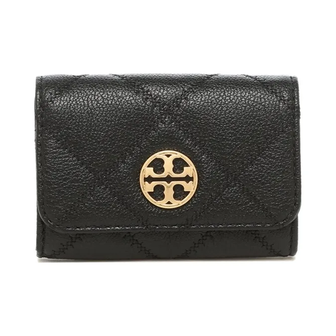 TORY BURCH TB Willa Leather Business Card Holder, Wallet Card Holder Regular Women's Black-0