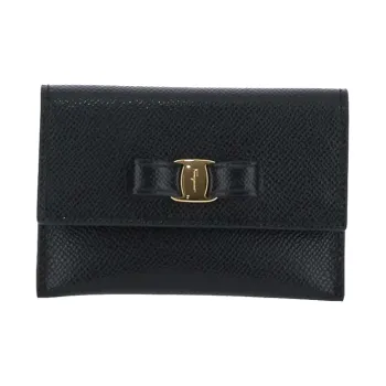 FERRAGAMO Leather Wallet Women's Black