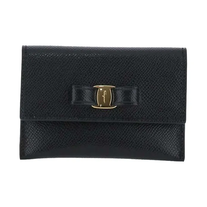 FERRAGAMO Leather Wallet Women's Black-0