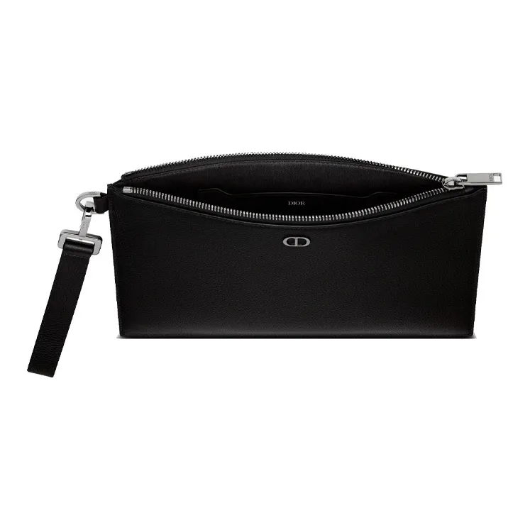 DIOR Grained Calfskin Wallets Clutches Men's Black-2