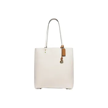 COACH Plaza Leather Tote Bag, Shopping Bag, Handbag, Shoulder Bag Women's White