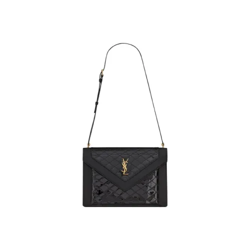 SAINT LAURENT Lacquered Finish Crossbody Bag Shoulder Bag Women's Black