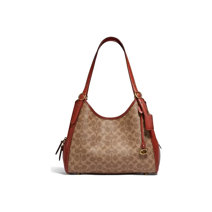 COACH Lori Monogram Canvas With Leather Handbag, Shoulder Bag Women's Brown Monogram-0