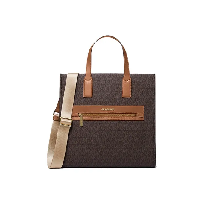 MICHAEL KORS Kenly Canvas Tote Bag, Shopping Bag, Handbag, Shoulder Bag Tubas Women's Acorn Brown-0