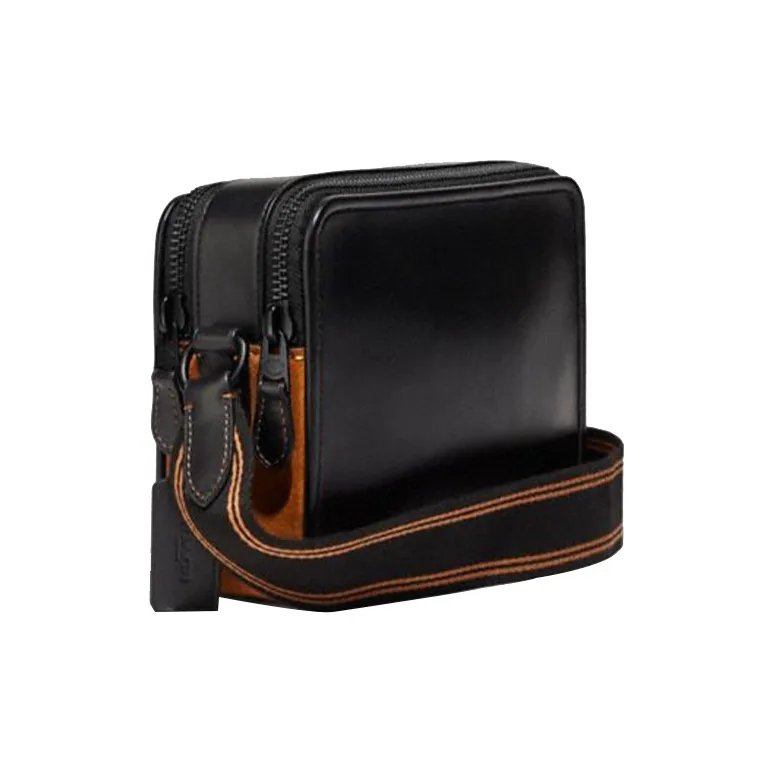 COACH Charter Leather Small Square Bag Crossbody Bags Medium Size Men's Black-2