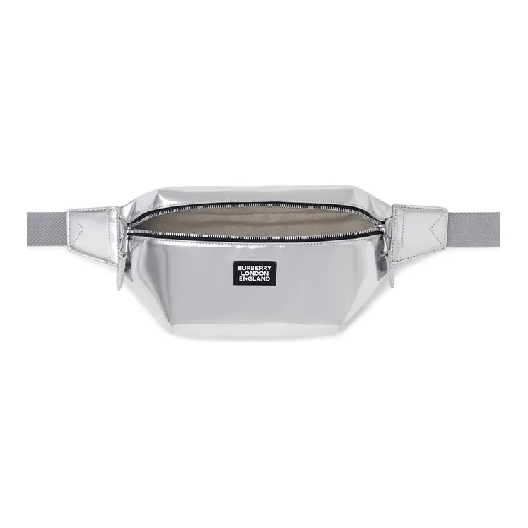 Burberry Cow Leather Fanny Pack Unisex Silver-4