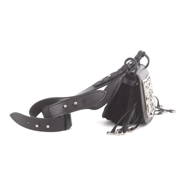PRADA Calfskin With Velvet Shoulder Bag Crossbody Bag Women's Black-1