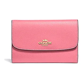 COACH Envelope Leather Wallet Medium Size Women's Light Pink Peony