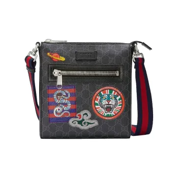 GUCCI Canvas Messenger Bag, Shoulder Bag, Crossbody Bag Men's Black Gray