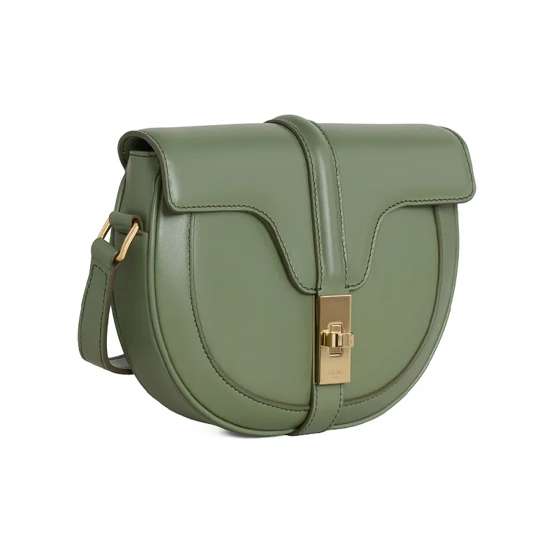 CELINE 16 Cow Leather Handbag Shoulder Bags Small Size Women's Light Khaki Green-1