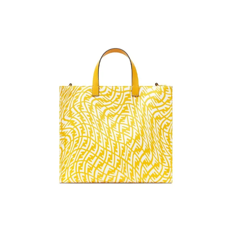 FENDI Canvas With Leather Tote Bag, Shopping Bag, Handbag Regular Unisex Yellow-2