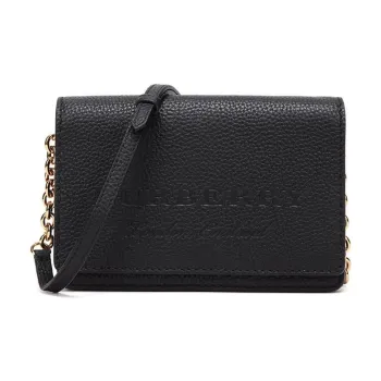 Burberry Leather Clutches Crossbody Bags Shoulder Bags Unisex Black
