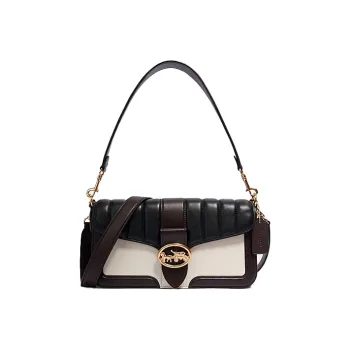 COACH Georgie Leather Shoulder Bag Portable Crossbody Bag Shoulder Bag Women's Black & White