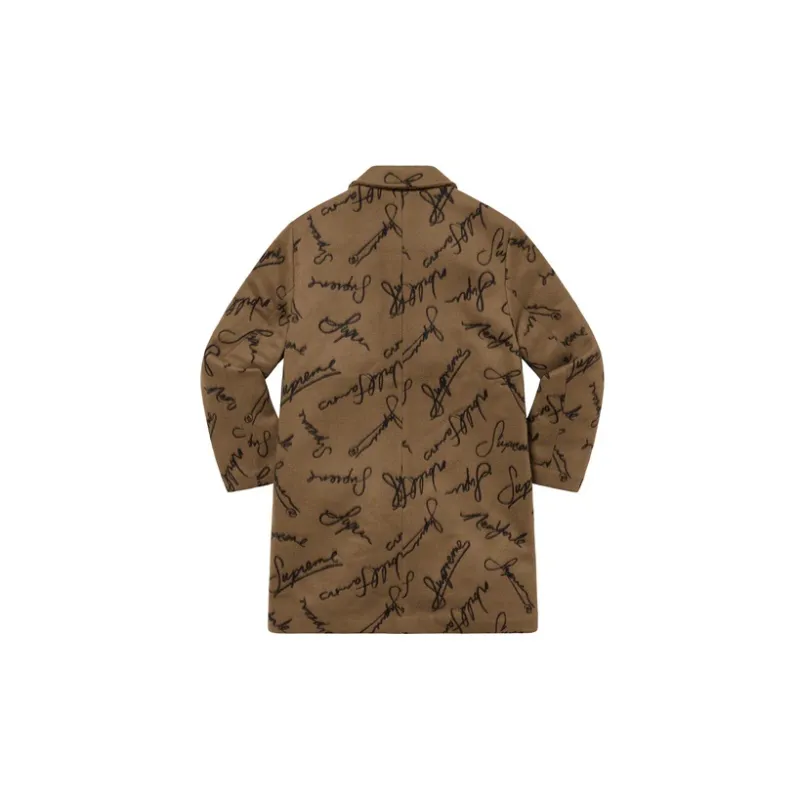 Supreme Script Logos Wool Overcoat-4