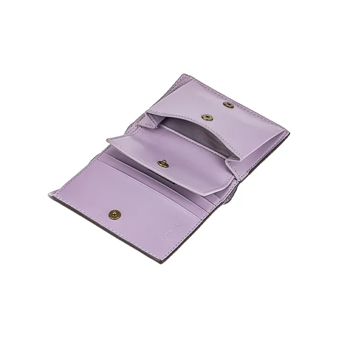 COACH Snap Wallet Leather Purse Card Bag Wallet Small Size Unisex Macaron Purple-4