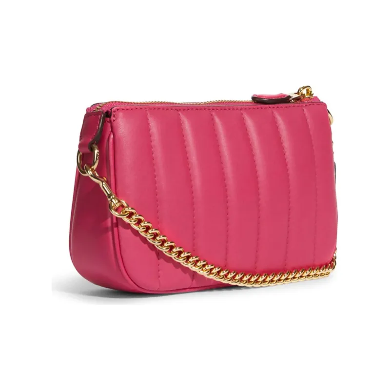COACH Leather Mahjong Shoulder Bag Clutch Small Size Women's Pink-1