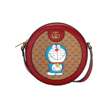 GUCCI Doraemon Collaboration Canvas With Leather Round Bag, Crossbody Bag, Shoulder Bag Women's