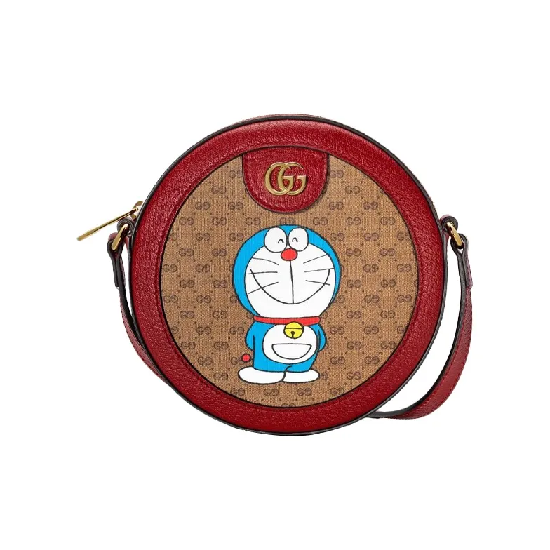 GUCCI Doraemon Collaboration Canvas With Leather Round Bag, Crossbody Bag, Shoulder Bag Women's-0