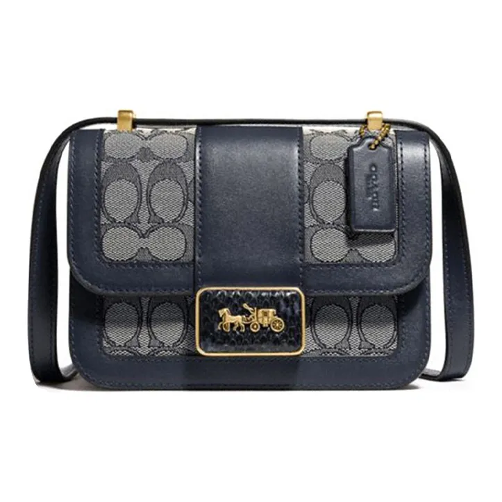 COACH Alie Leather Small Square Bag Shoulder Bag Crossbody Bag Small Size Women's Dark Blue-0