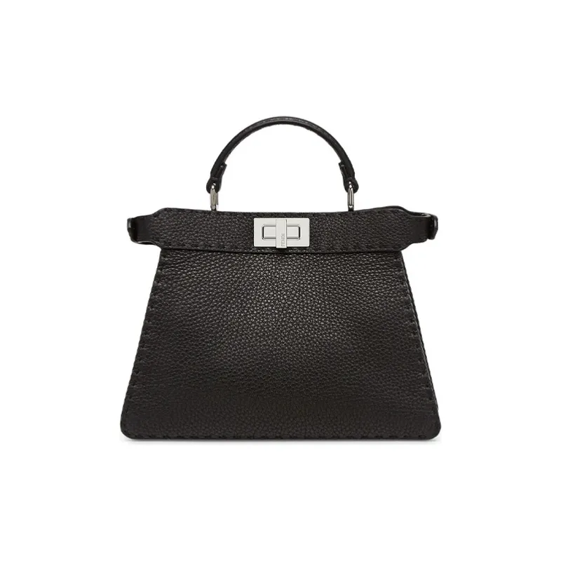 FENDI Peekaboo ISeeU Calfskin Trunk Bag, Shoulder Bag, Crossbody Bag, Handbag Trumpets Women's Black-2