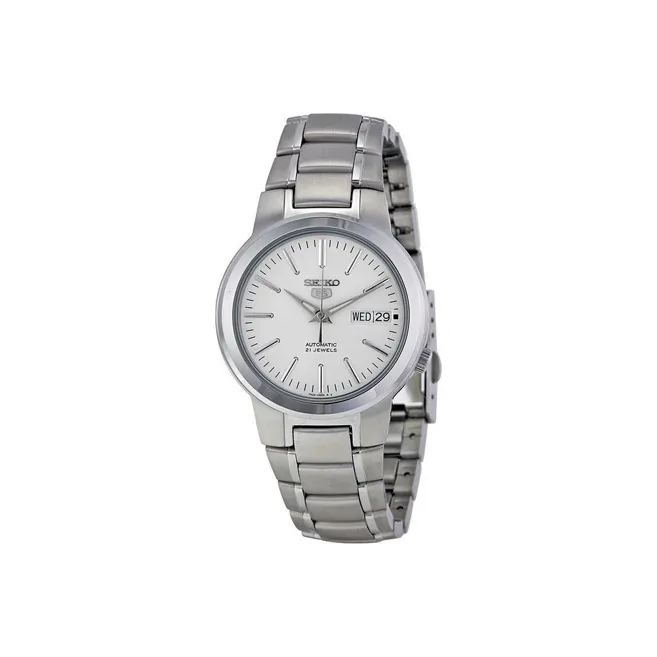SEIKO Series 5 Mechanical Movement Stainless Steel Strap Watch Men's Watches White Dial SNKA01K1-0