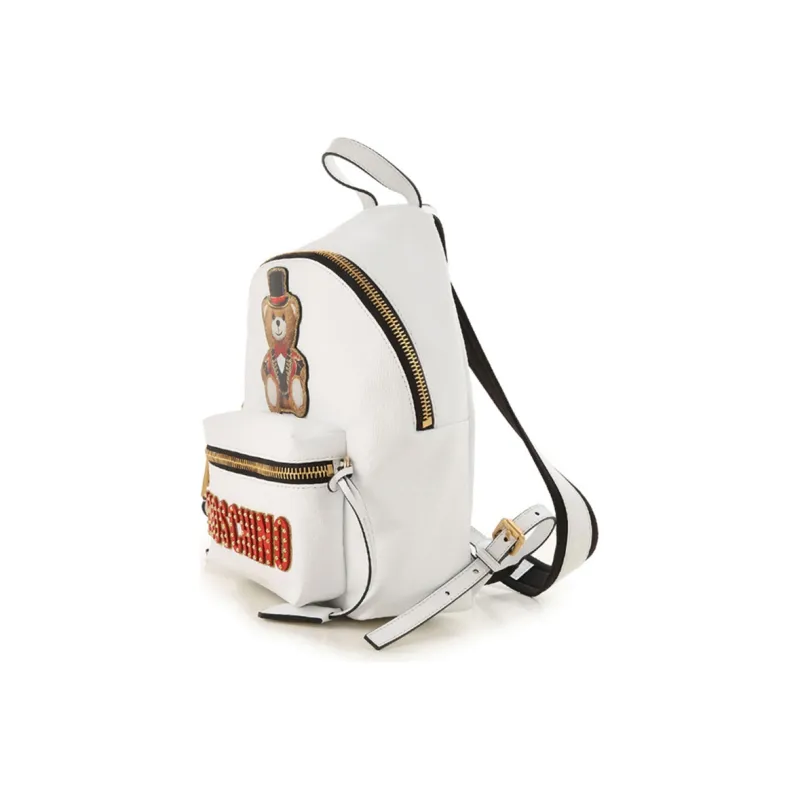 MOSCHINO Leather Backpack Women's White-1