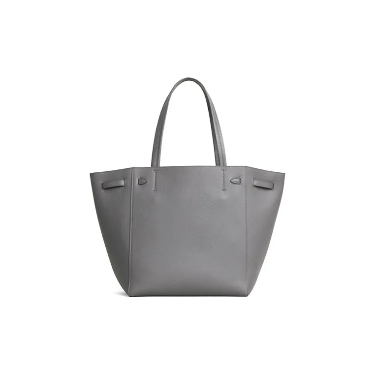CELINE Cow Leather Tote Bag Shopping Bag Shoulder Bag Handbag Small Size Women's Gray-2