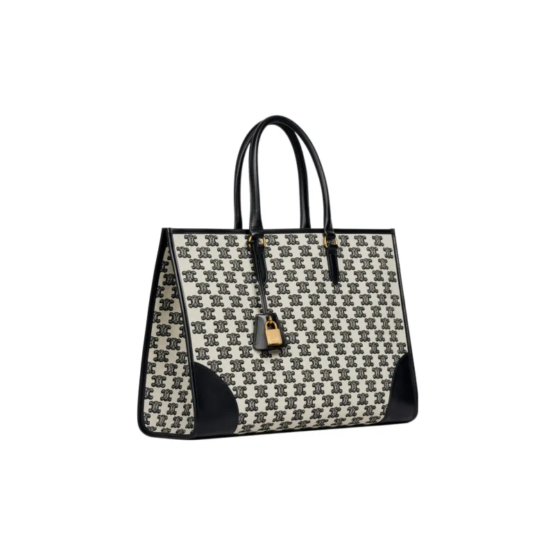 CELINE Cabas Fabric Tote Bag Shopping Bag Handbag Women's Black-1