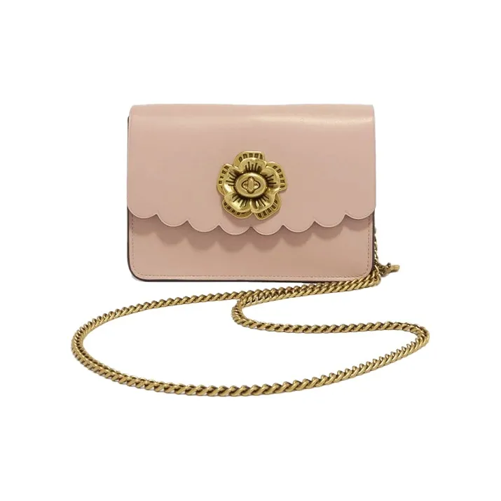 COACH Bowery Solid Color Leather Shoulder Bag Crossbody Bag Small Size Women's Cherry Blossom Pink-0
