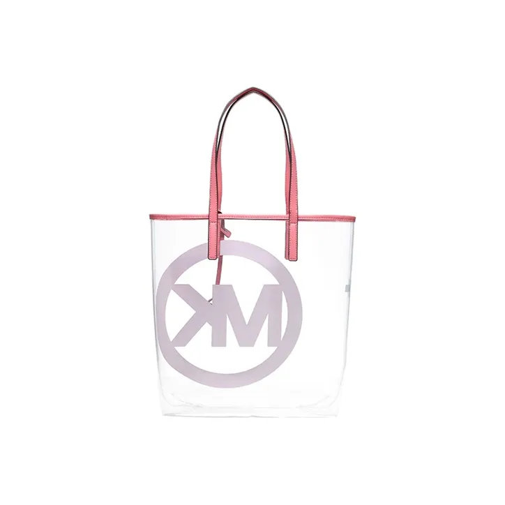 MICHAEL KORS Cow Leather PVC Tote Bag Shopping Bag Shoulder Bag Handbag Large Size Women's Pink-2