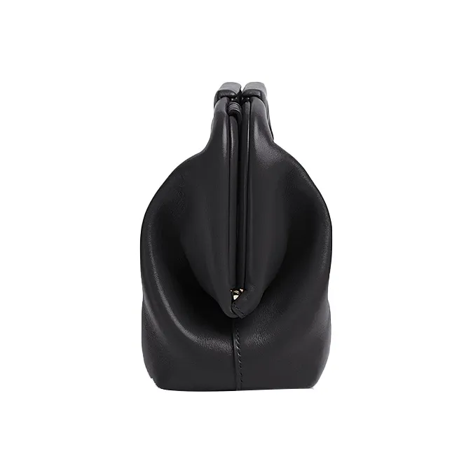Bottega Veneta Triangle Calfskin One Shoulder Handbags Small Size Women's Black-1