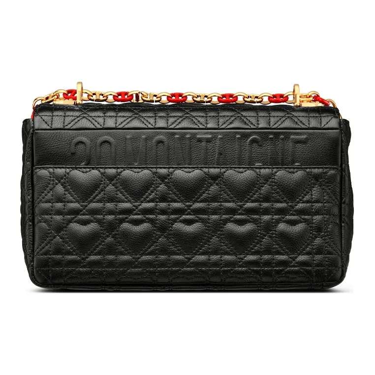 DIOR Cow Leather Chain Shoulder Bag, Crossbody Bag, Handbag Women's Black-3