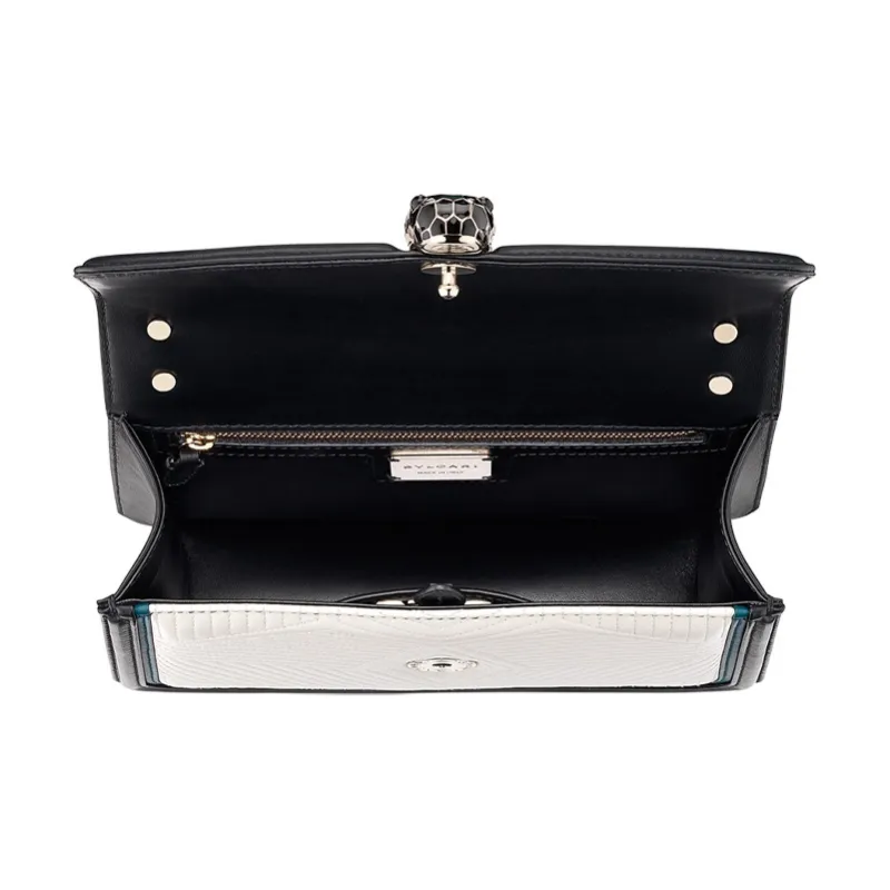 BVLGARI Serpenti Diamond Blast Lambskin Chain Bag Shoulder Bag Crossbody Bag Women's White Agate Color-2