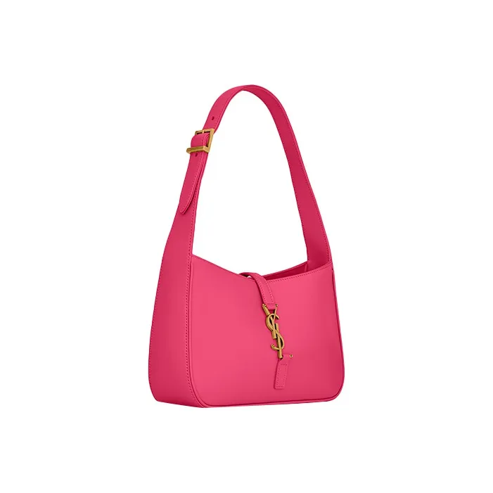 SAINT LAURENT LE5A7 Smooth Cow Leather Hobo Bag, Shoulder Bag, Handbag Women's Bubble Gum Pink Purple-1